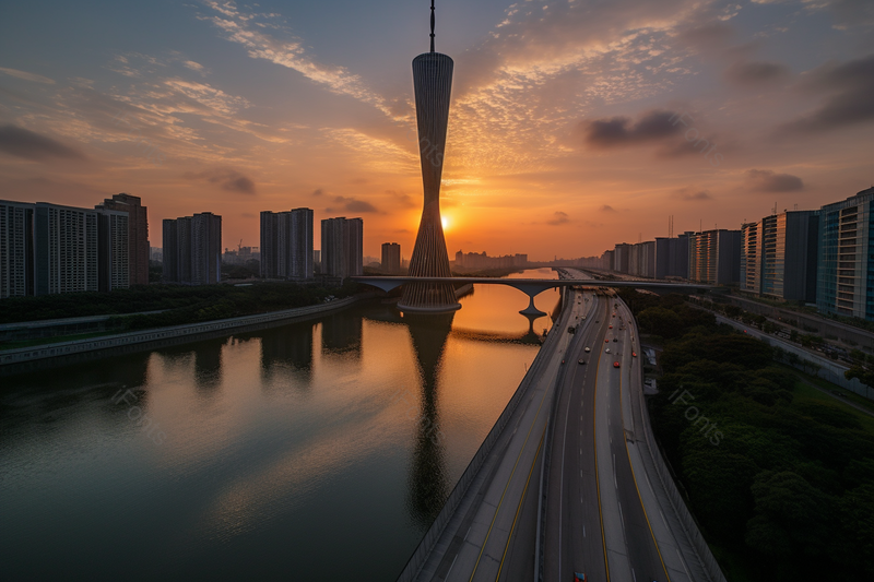 橙色夕阳城市建筑实拍摄影,高清,摄影图,摄影图片,图片大全,摄影图免费下载